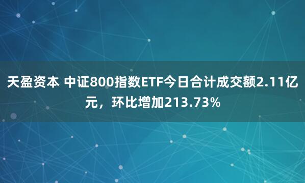 天盈资本 中证800指数ETF今日合计成交额2.11亿元，环比增加213.73%